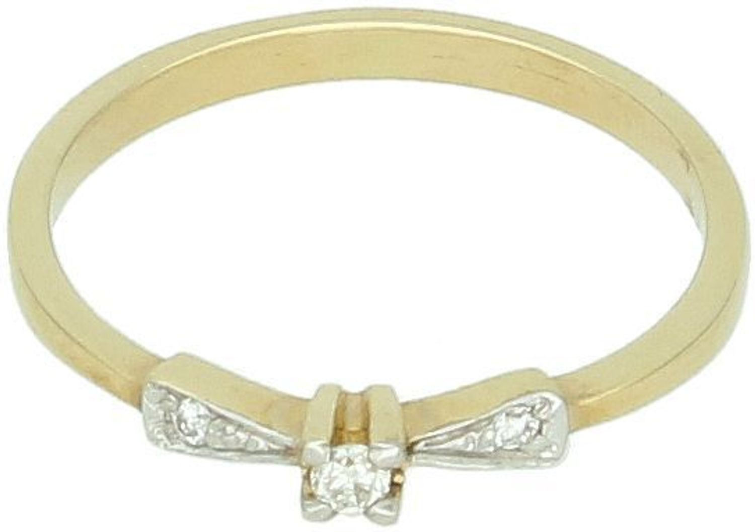 Złoty pierścionek z diamentami „Złota Kokarda”  Żółte i białe złoto 585  P7022  Rozmiar 11.jpg